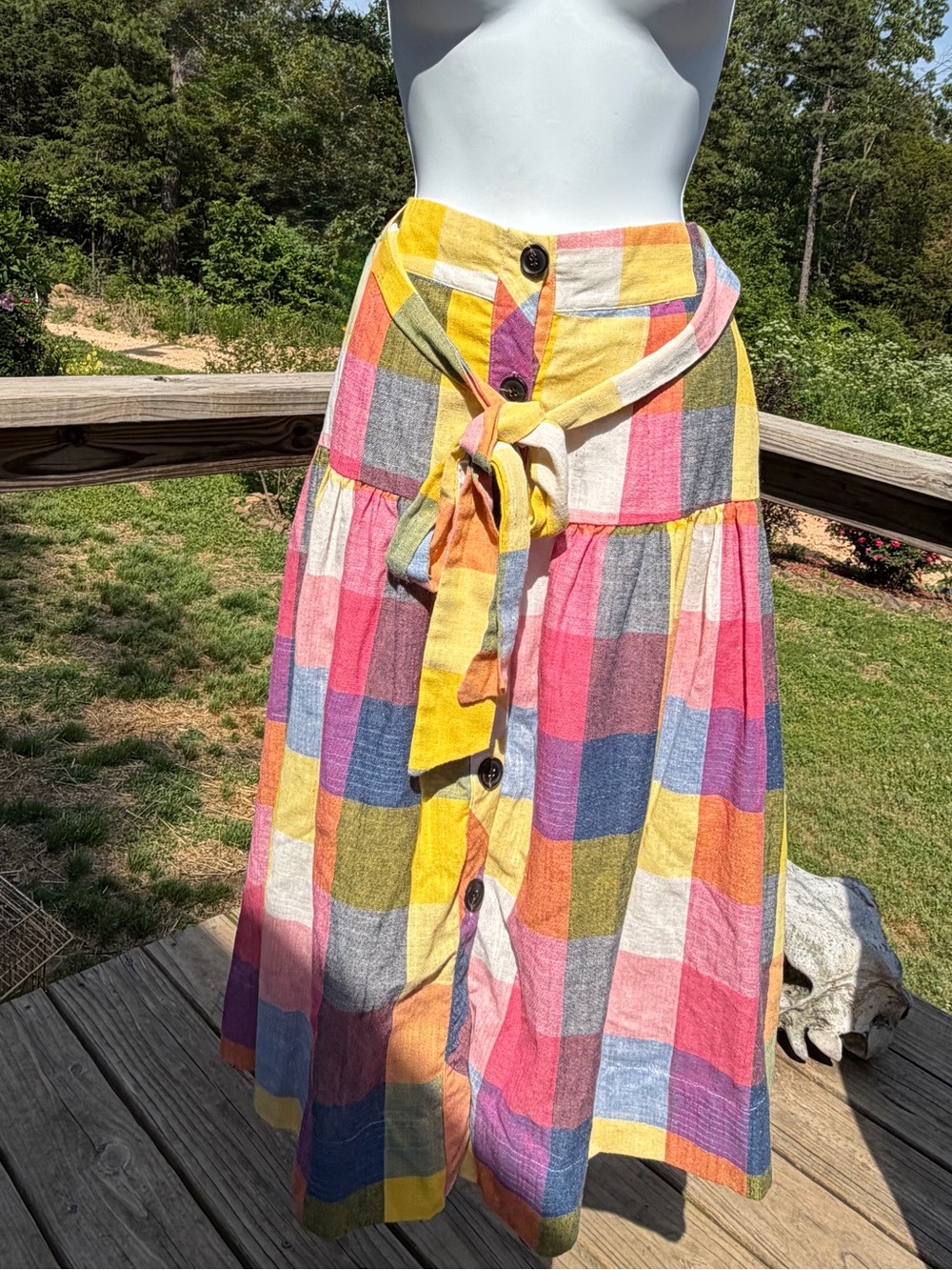 English Factory Colorblock Button-Front Midi Skirt